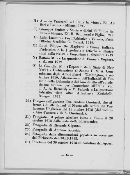 Catalogo della mostra Documenti e cimeli fiumani